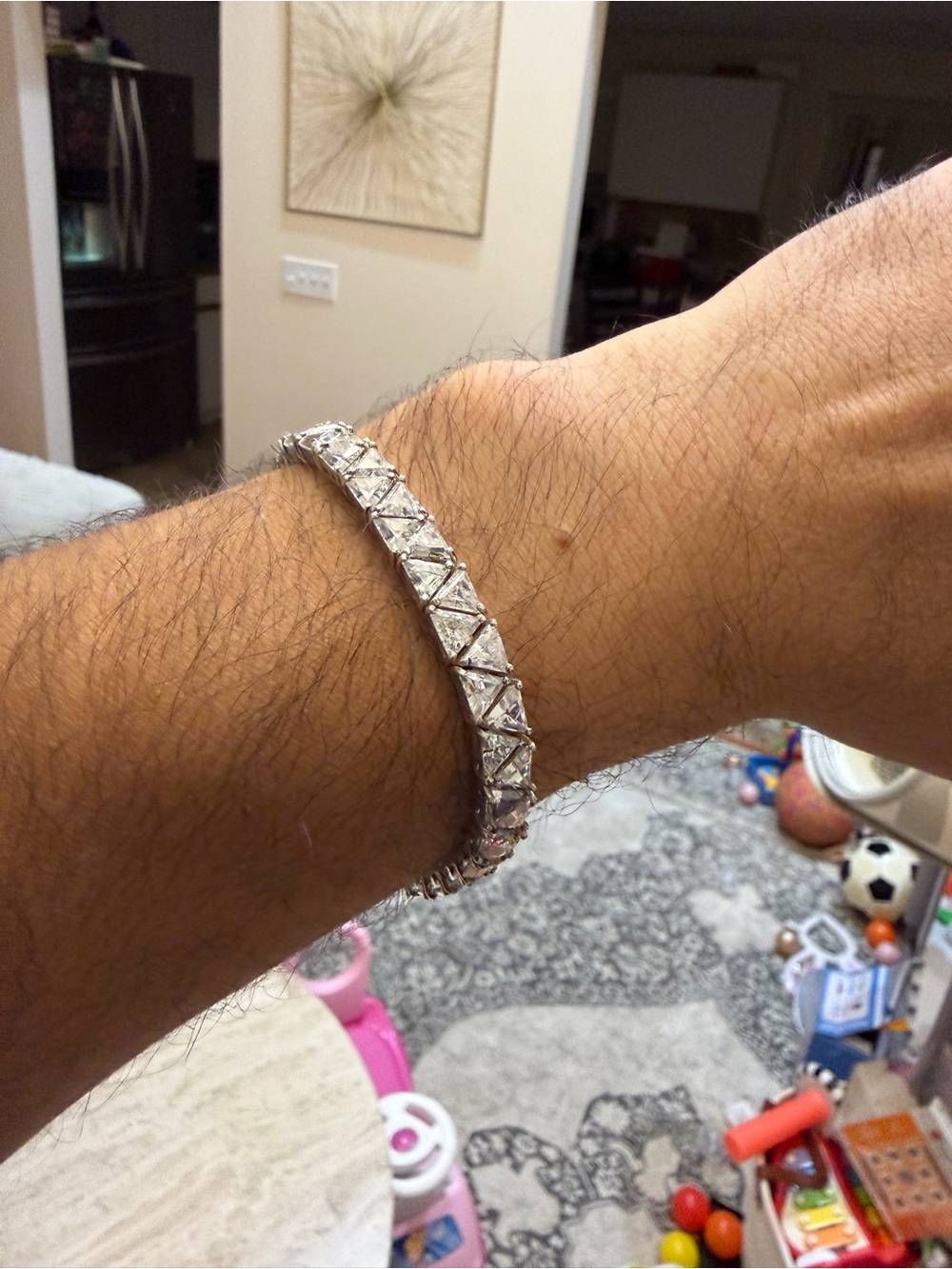 Vintage Suzanne Somers Signed CL 925 Sterling Silver Trillion CZ Bracelet 8"
